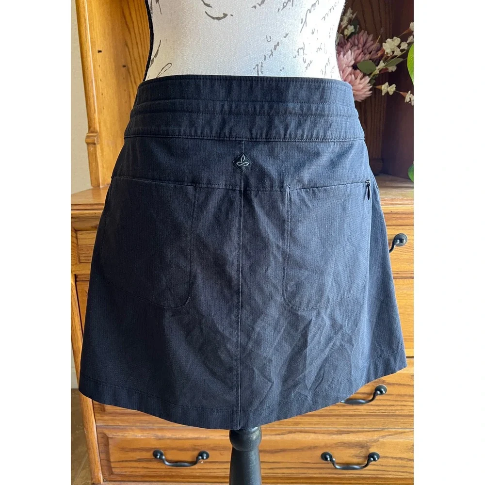 Prana Halle Skort Womens 8 Black Ripstop Hiking Golf Athletic Skirt Shorts